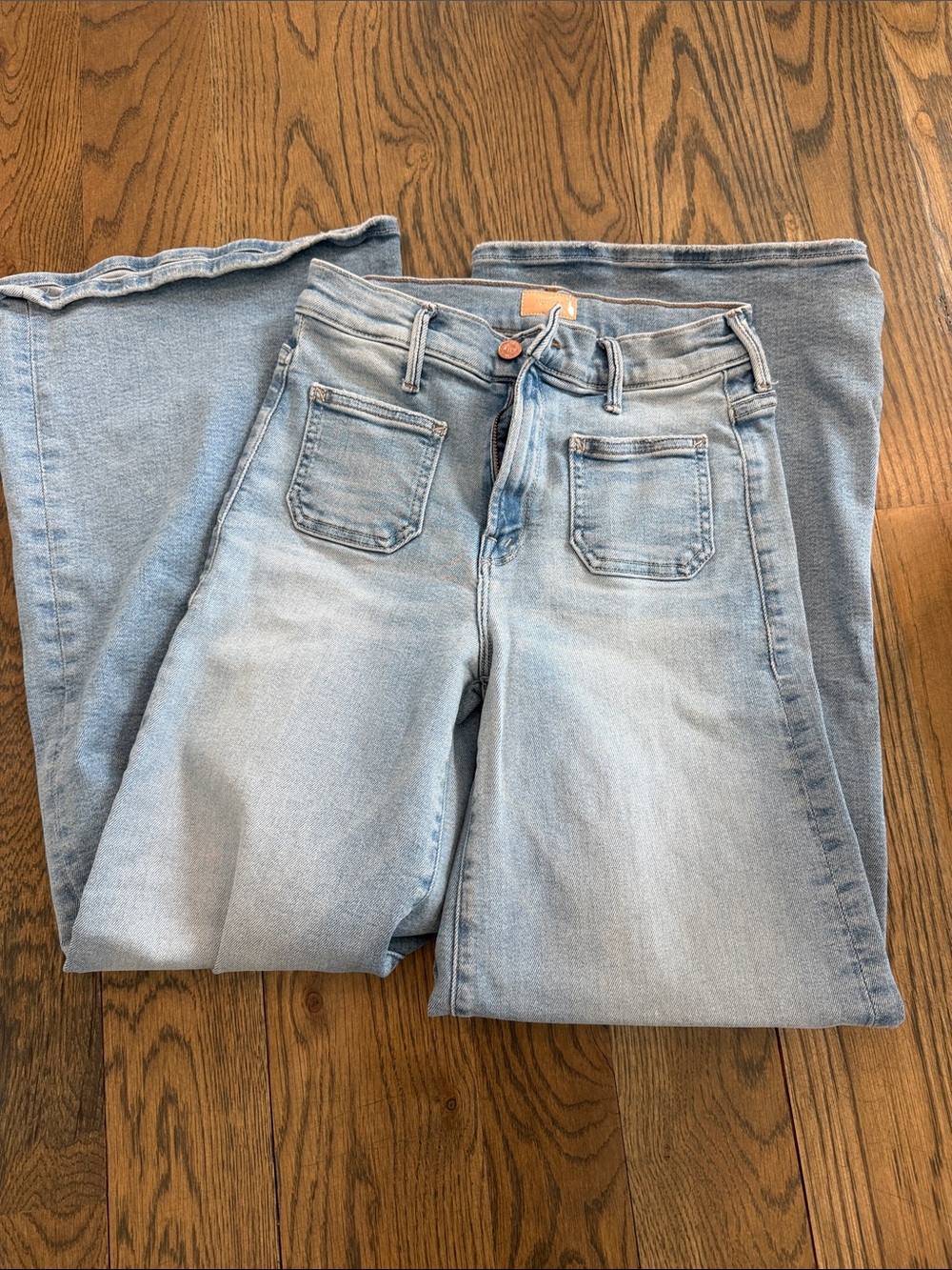 MOTHER Light Blue Wide Leg High-Rise Jeans